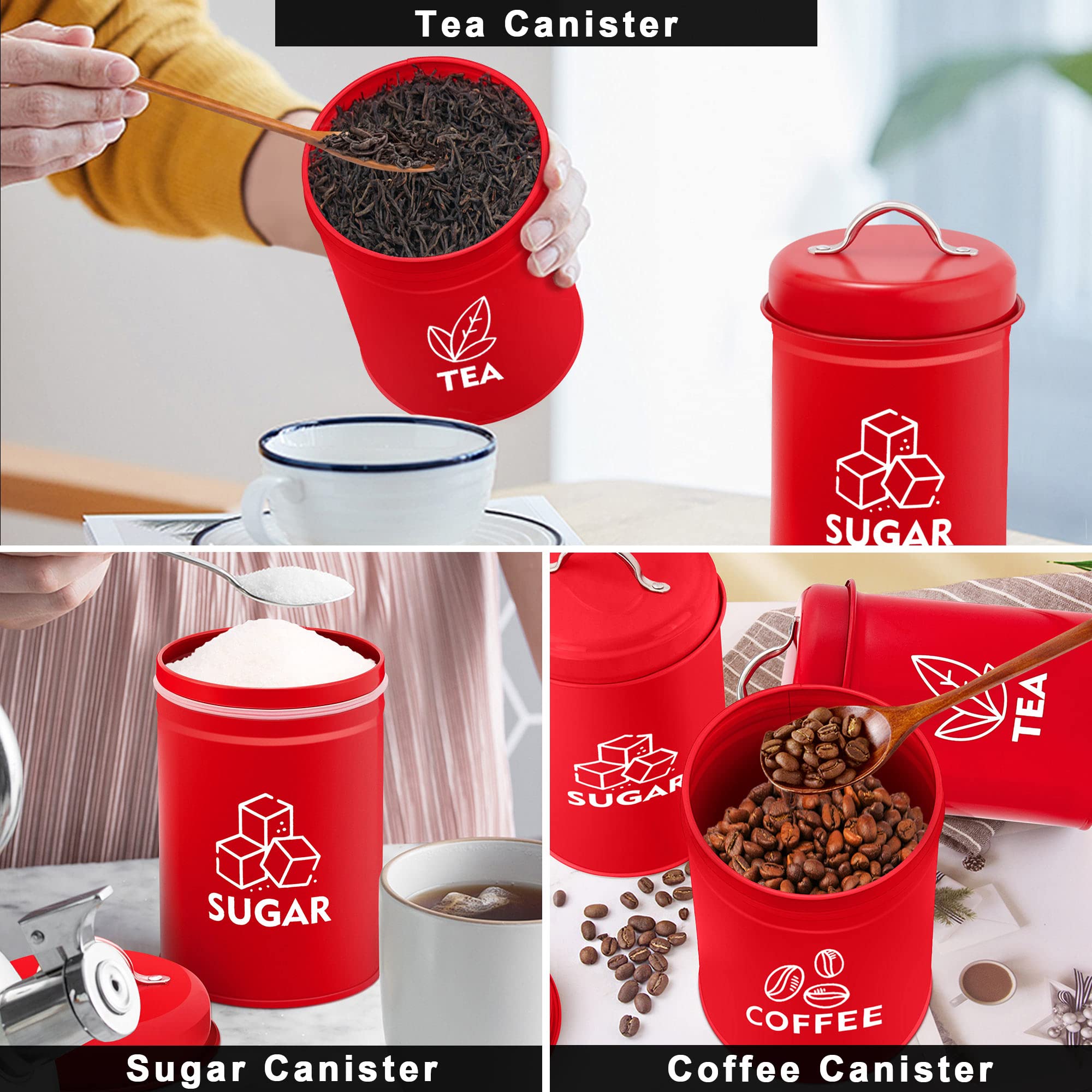 Amazon｜TeamFar キッチンキャニスター 3個セット 砂糖、コーヒー